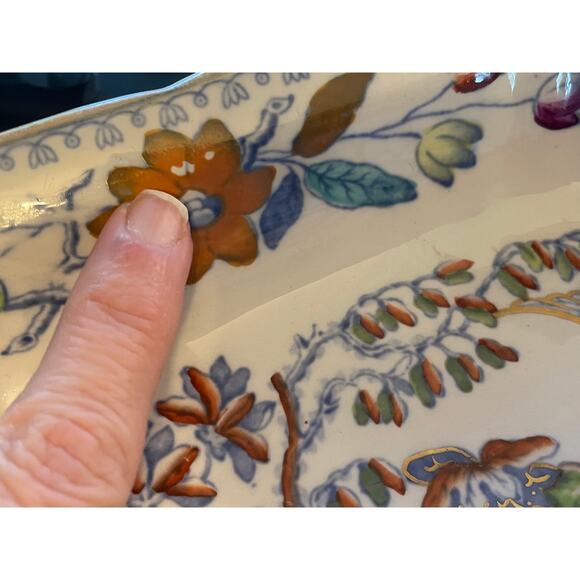 Vintage Mason's Patent English Ironstone Tray, Floral, Flying Bird Pattern - Picture 8 of 9